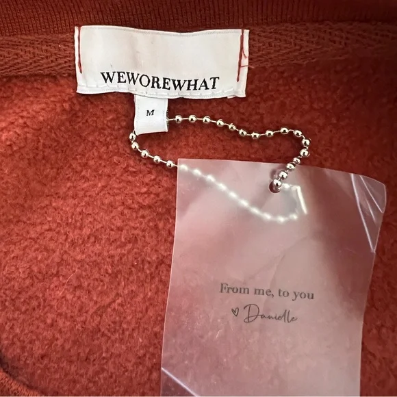 WEWOREWHAT Rust Cropped Sweatshirt Long Sleeve Raw Hem Pullover M - Picture 8 of 8